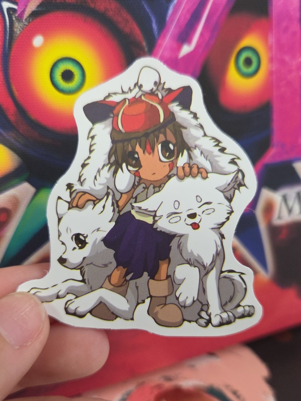 Anime White & Brown Wolf Girl Sticker - Cute White Wolves Design
